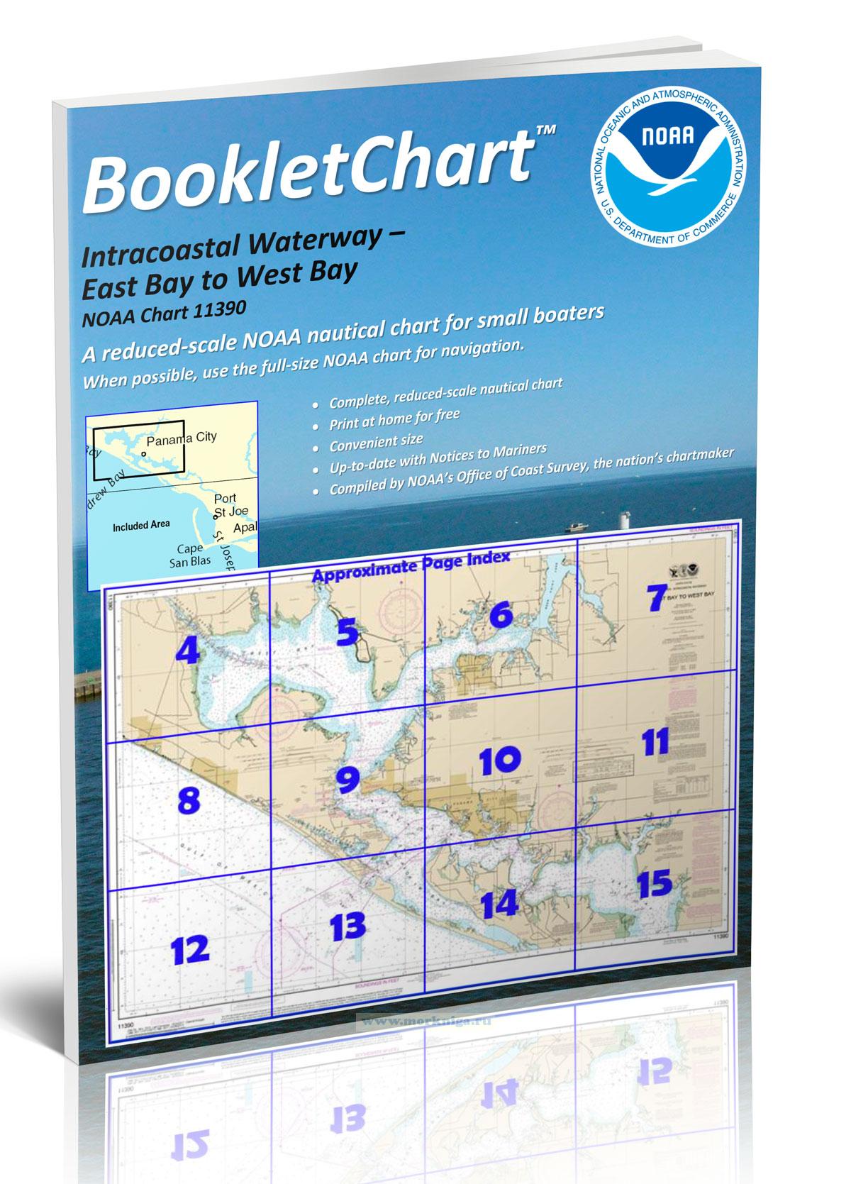 NOAA Chart 11390 Intracoastal Waterway – East Bay to West Bay/Национальное управление океанических и атмосферных исследований Карта 11390  Прибрежный водный путь между заливами Ист и Уэст