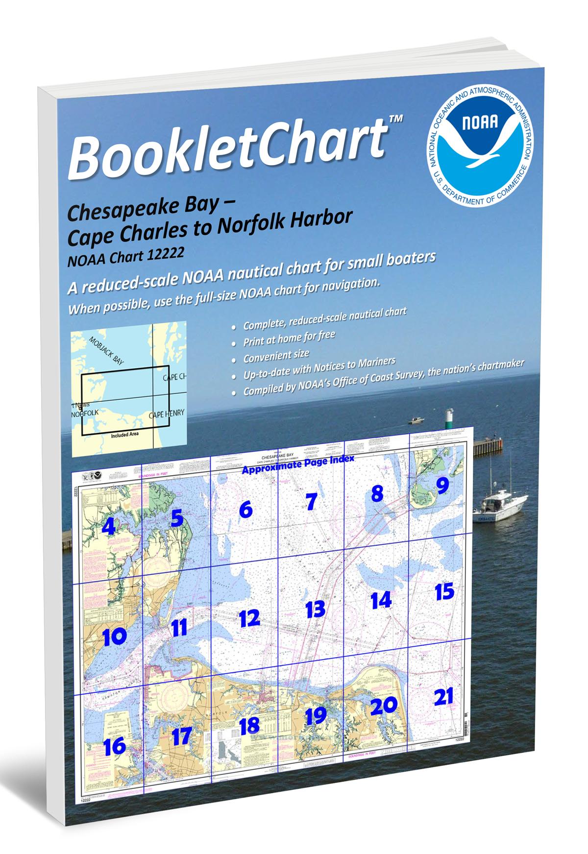 NOAA Chart 12222 Chesapeake Bay - Cape Charles to Norfolk Harbor