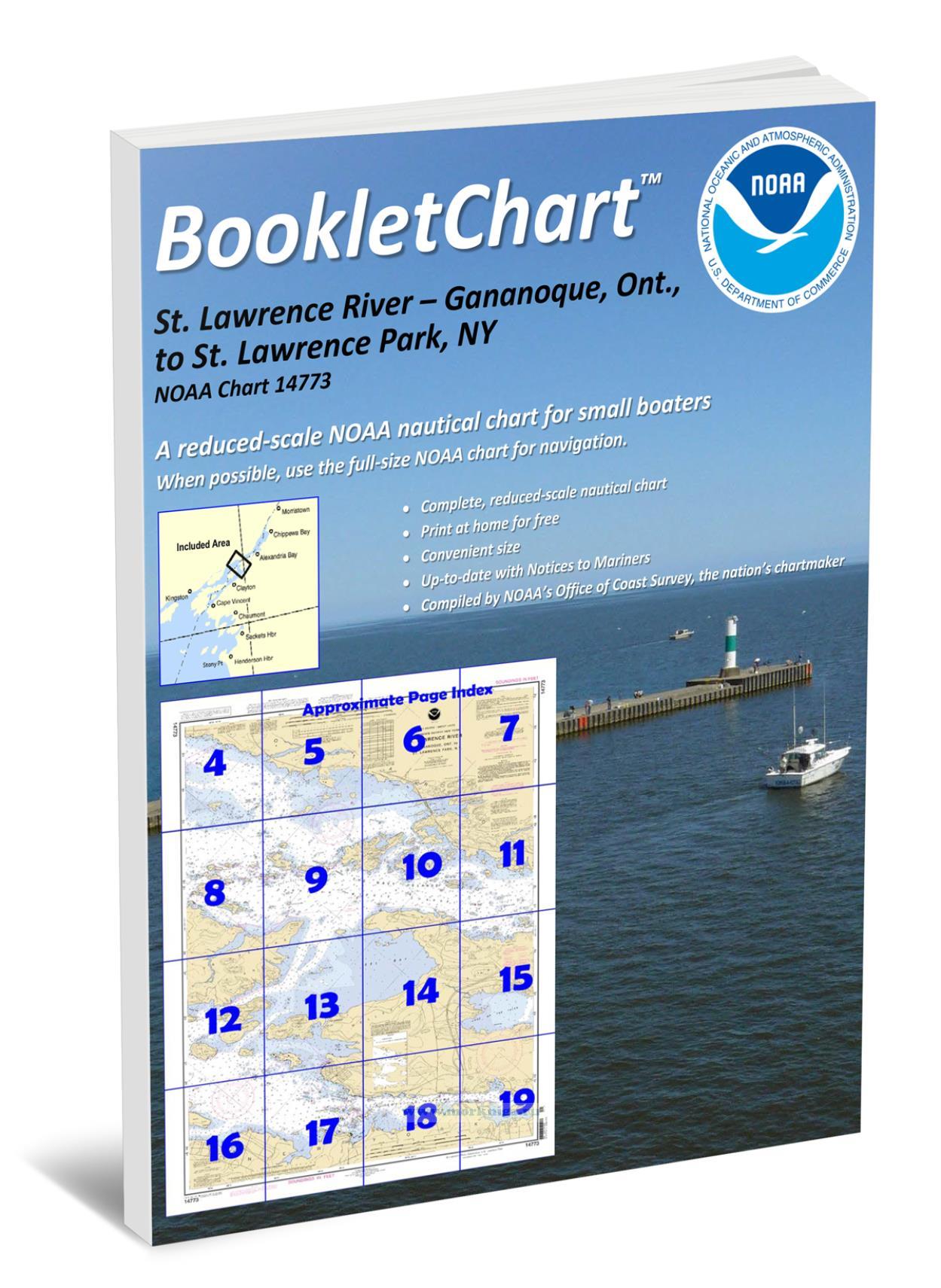 NOAA Chart 14773 St. Lawrence River - Gananoque, Ont., to St. Lawrence Park, NY